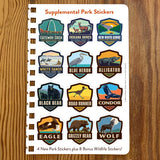 National Park Adventure Guide Book: 4-Park Insert Pages & Sticker Upgrade Set