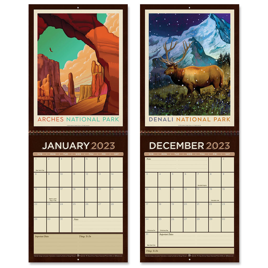 2023 Wall Calendar: National Parks by Arden von Haeger (Bargain—40% OFF)