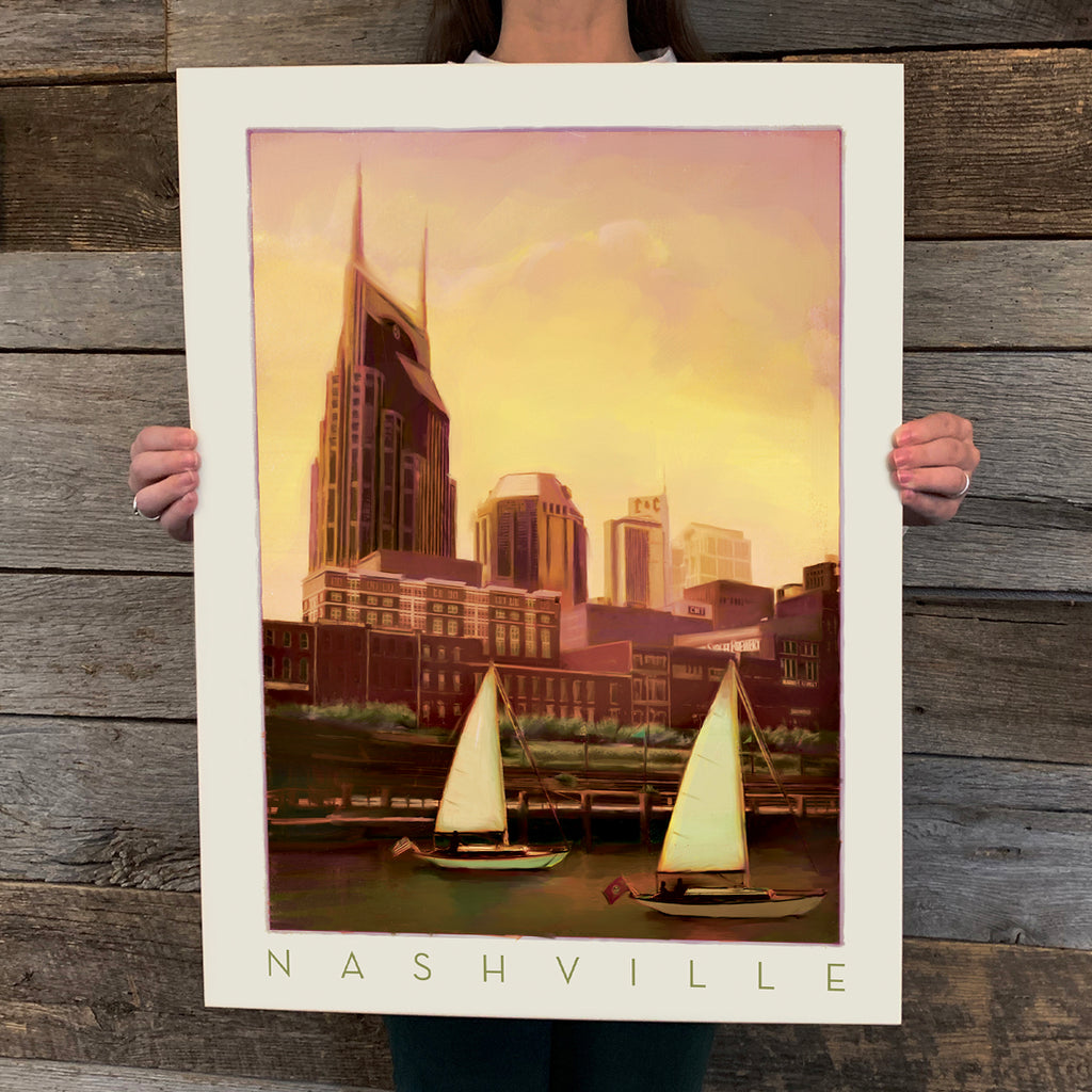 Bargain Bin Print: Spirit of Nashville-Riverfront Sailboats (60% OFF!)