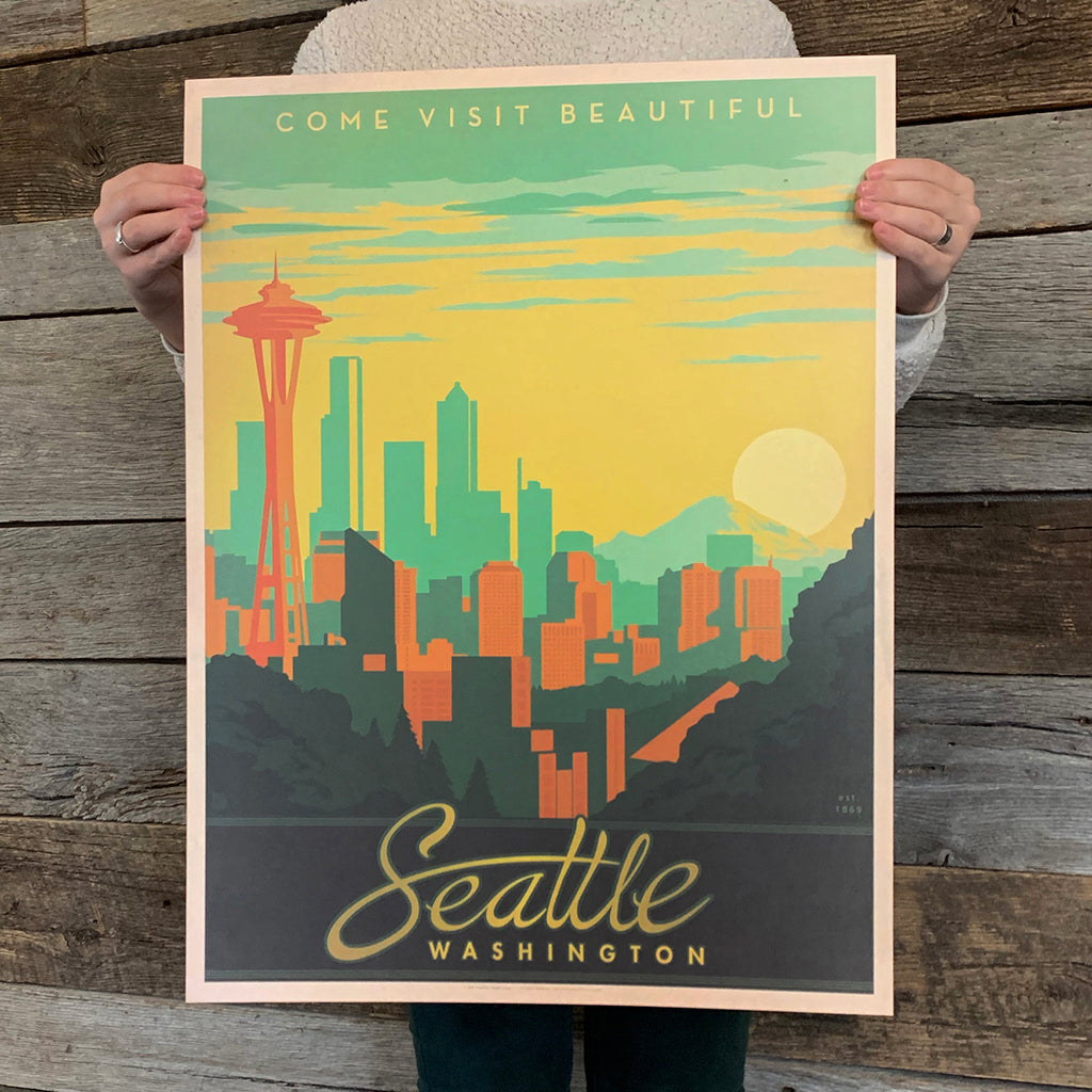 Bargain Bin Print: Seattle-Skyline (Blow-Out: 70% OFF!)