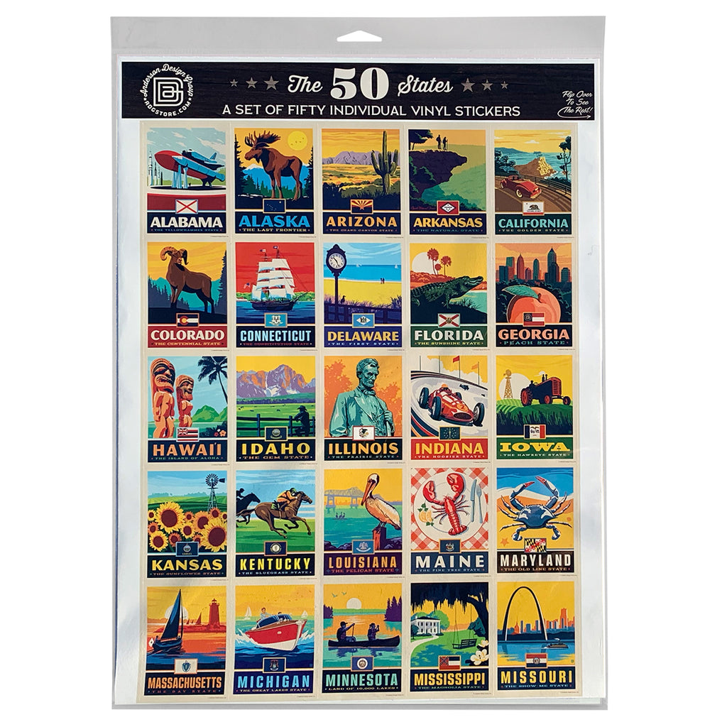 State Sticker Designs State Pride 50-Piece Sticker Set - Anderson Design Group