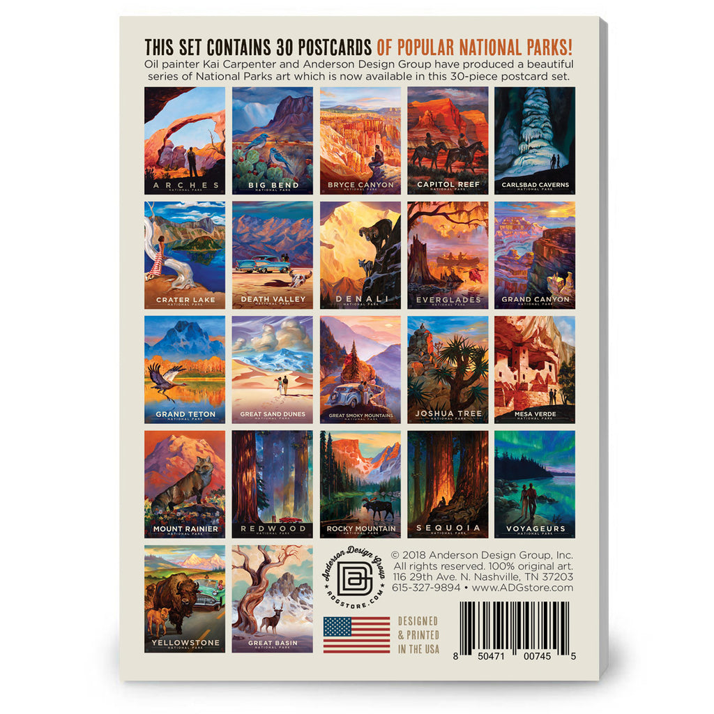 POSTCARDS: Kai Carpenter Illustrated National Parks 30-piece Set