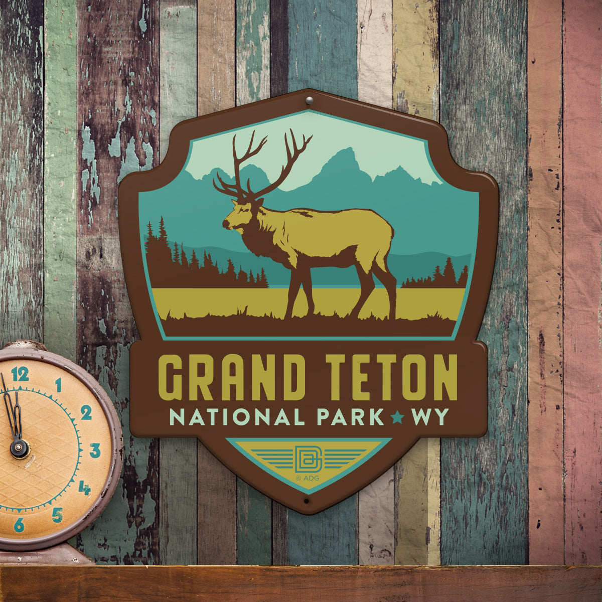 Metal Emblem Sign: NP Grand Teton National Park