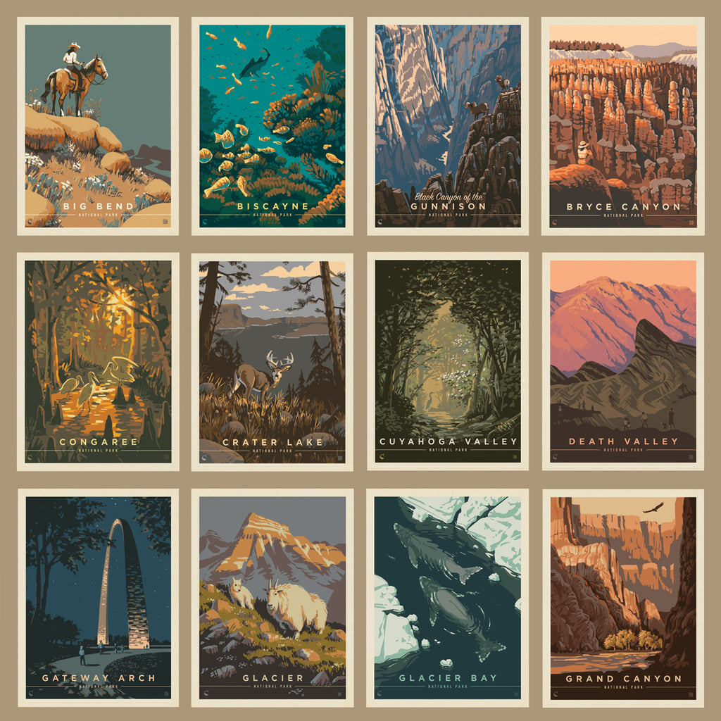 POSTCARDS: National Parks 63-piece Set by Kenneth Crane