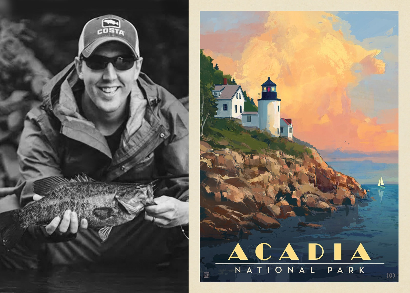 David Owens beside one of their poster designs
